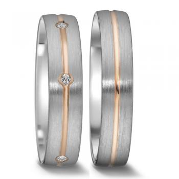 Weidner Trauringe Weiss-Rosegold 62607 + 72607